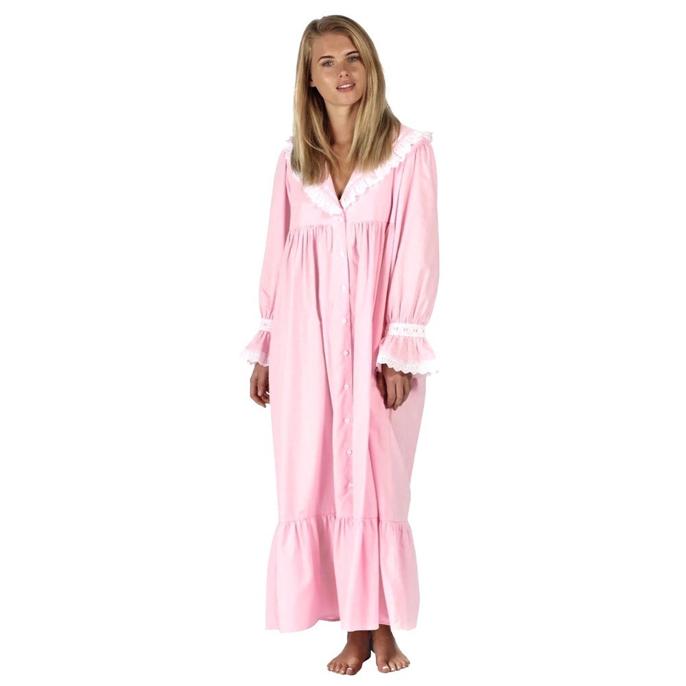 The 1 for U Amelia Pink Cotton Nightgown Small Victorian Long Sleeves Pockets